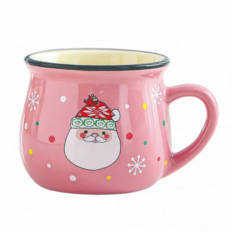 150ML Ceramic Christmas Mugs Cartoon Santa Style Cute Elk Snowman Mousse Cup for Office Home Breakfast Milk Mug Kids Xmas Gifts