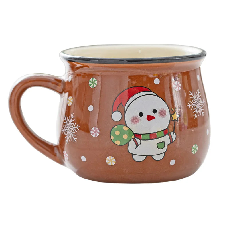 150ML Ceramic Christmas Mugs Cartoon Santa Style Cute Elk Snowman Mousse Cup for Office Home Breakfast Milk Mug Kids Xmas Gifts