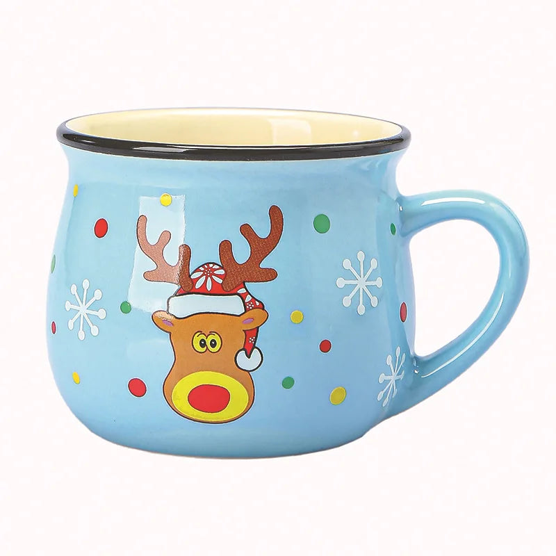 150ML Ceramic Christmas Mugs Cartoon Santa Style Cute Elk Snowman Mousse Cup for Office Home Breakfast Milk Mug Kids Xmas Gifts
